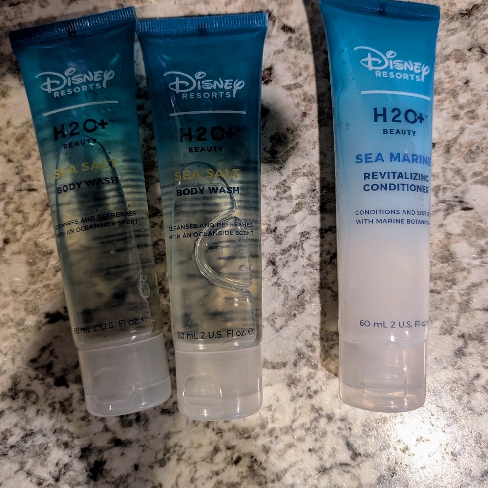 3 - Disney resorts H2O BODY/ Conditioner WASH Sea Salt 2fl Oz ea travel New